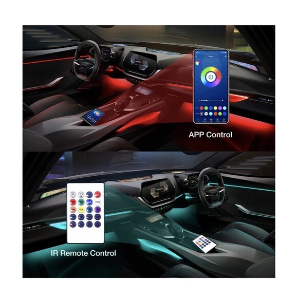 Daybetter Interior 2 Line LED Strip Lights USB Bluetooth Kit Remote Car Truck - Picture 2 of 9